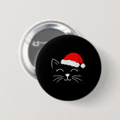 Schattig Kerstman Kat Gezicht Kerstmis Meow Kitten Ronde Button 5,7 Cm (Voorkant /achterkant)