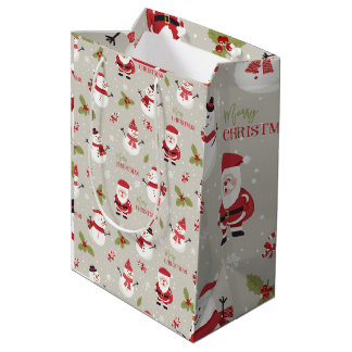 Schattig Kerstmannetje & Sneeuwman Vrolijk Kerstpa Medium Cadeauzakje