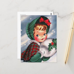 schattig kerstmeisje briefkaart