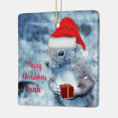 Schattig Kerstmis Kerstmanneneekhoorn Keramisch Ornament (Links)