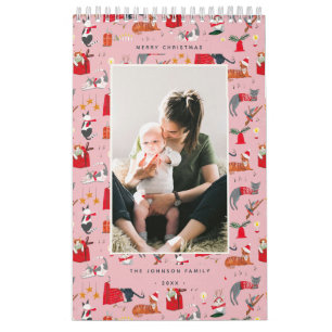 Schattig Kerstmis roze Kat Kittensliefhebber Vakan Kalender