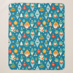 Schattig Kerstmis Winter Naadloos Patroon Feesteli Sherpa Deken
