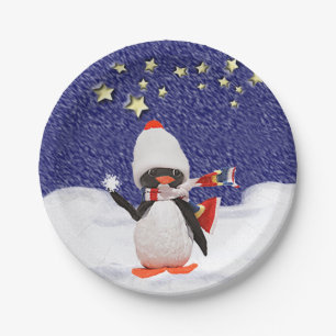 Schattig kerstparadise pinguïn Ornament Papieren Bordje
