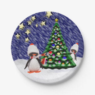 Schattig kerstparadise pinguïn Ornament Papieren Bordje