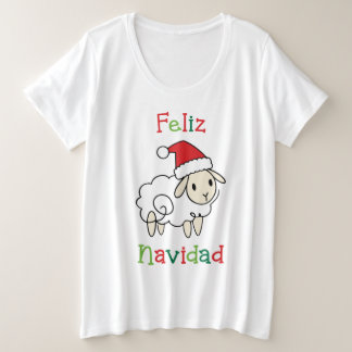 Schattig Kerstschaap – Feliz Navidad Grote Maat T-shirt