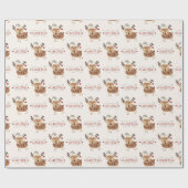 Schattig Kerstscript met rendieren Cadeaupapier (Vlak)