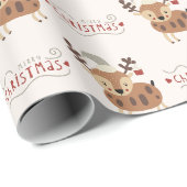 Schattig Kerstscript met rendieren Cadeaupapier (Rol Hoek)