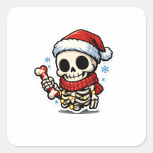 Schattig Kerstskelet met Suikerstok Kawaii