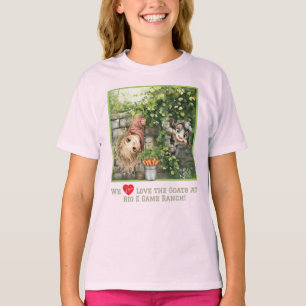 Schattig kijkend meisje en schattige kijkende geit t-shirt