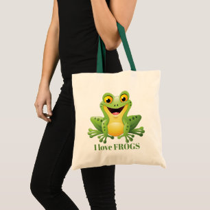 schattig kikkerliefje voegt bericht toe tote bag