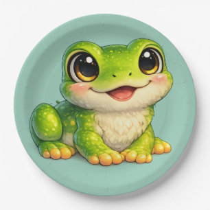 Schattig kikkerontwerp met grote ogen Kawaii Papieren Bordje