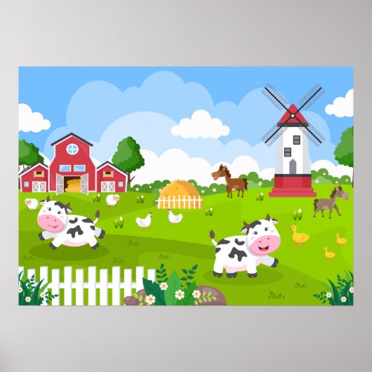 schattig kinder Boerderij Poster (Voorkant)