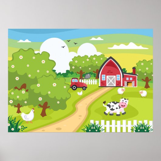 schattig kinder Boerderij Poster (Voorkant)