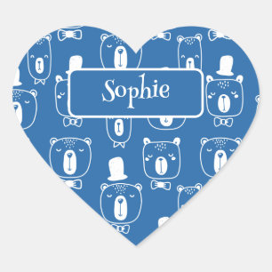 Schattig Kinder Gentleman Beer in Pet Blauw Hart Sticker