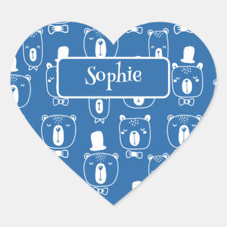 Schattig Kinder Gentleman Beer in Pet Blauw Hart Sticker