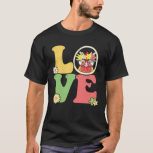 Schattig Kip Vredesteken Liefde 60s 70s Groovy Hip T-shirt