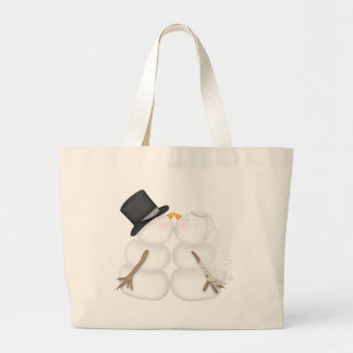 Schattig Kissingensnowman Couple Grote Tote Bag