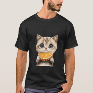 Schattig Kitten dat Oranje Taart Eet Waterverf Kun T-shirt