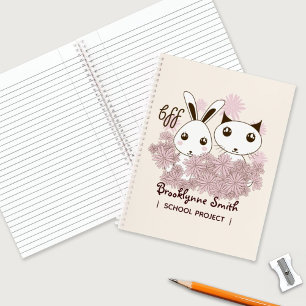 Schattig Kitten en Konijn Dieren Vrienden Meisjes Notitieboek