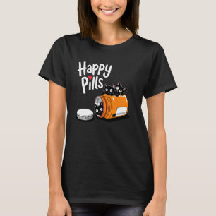 Schattig Kitten Gelukkige Pillen Grappige Kat Grap T-shirt