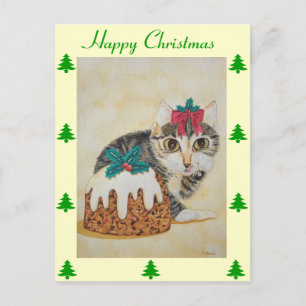 schattig kitten grijs tafeltje door op paw kerst t feestdagenkaart