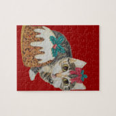 schattig kitten grijs tafeltje door op paw kerst t legpuzzel (Horizontaal)