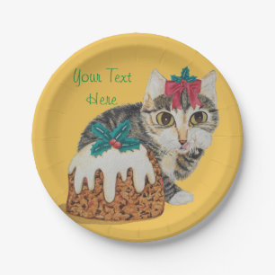 schattig kitten grijs tafeltje door op paw kerst t papieren bordje