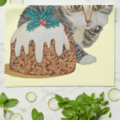 schattig kitten grijs tafeltje door op paw kerst t theedoek (Gevouwen)