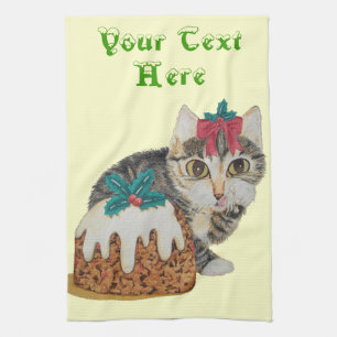 schattig kitten grijs tafeltje door op paw kerst t theedoek
