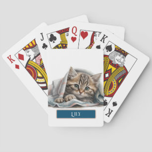 Schattig Kitten in Deken Personaliseer Pokerkaarten