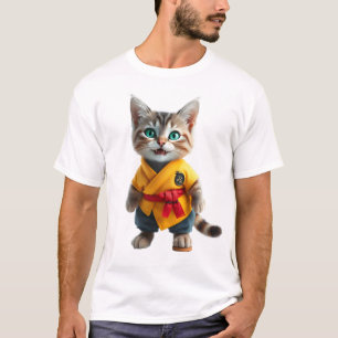 Schattig Kitten in Gele Kimono T-Shirt