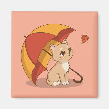 Schattig Kitten Kat Rood Geel Paraplu Val Roze