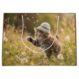 Schattig Kitten met een Hoed die Speelt met Paarde Groot Cadeauzakje