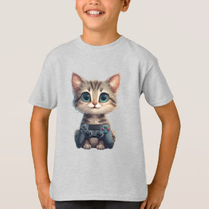 Schattig Kitten met Game Controller Gamer Kat T-shirt