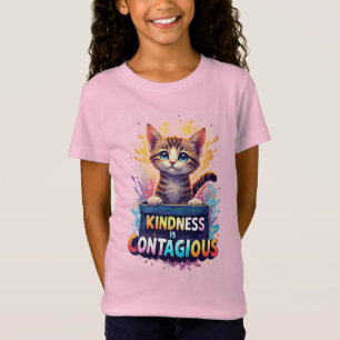 Schattig Kitten Met Helder Waterverfspat T-shirt