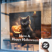 Schattig kitten met pompoen raamsticker (Cafe Raam)