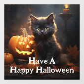 Schattig kitten met pompoen raamsticker (Vel)