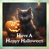 Schattig kitten met pompoen raamsticker (Vel 3)