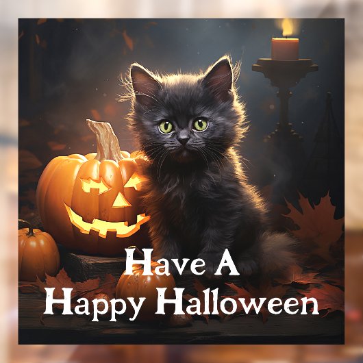 Schattig kitten met pompoen raamsticker (Vel 2)