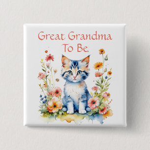 Schattig kitten thema oma om Baby shower te zijn Vierkante Button 5,1 Cm