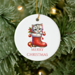 Schattig Kittens Kerstmis Keramisch Ornament