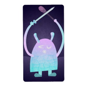 Schattig Klein Blauw Monster Etiket