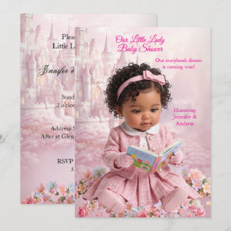 Schattig Klein Dame Roze Meisje Baby Shower Boek E Kaart