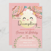 Schattig klein dumpling eerste verjaardag uitnodig kaart (Voorkant / Achterkant)