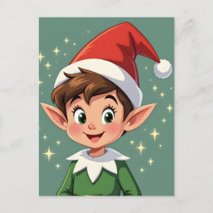 Schattig klein elfje met kersthoed briefkaart