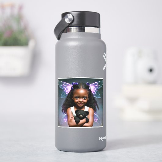 Schattig klein fee meisje met teddy beer sticker (HydroFlask)
