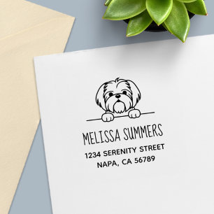 Schattig klein hondje shih tzu adres  zelfinktende stempel