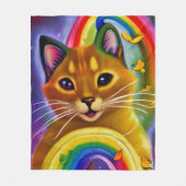 Schattig klein Kat met regenboogkleuren, Cat Fleece Deken (Voorkant)