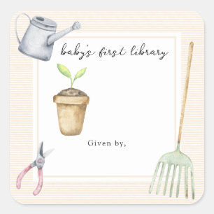 Schattig Klein Kiempje Baby's eerste bibliotheek Vierkante Sticker