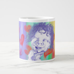 Schattig klein kind dat lacht van plezier extra grote beker